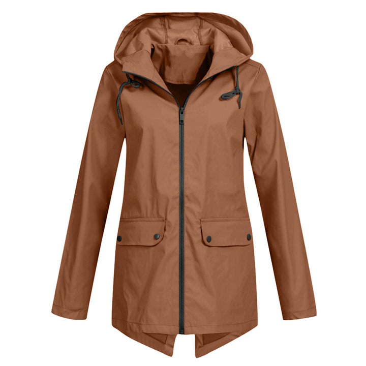Women's Waterproof Mid-Length Jacket with Zipper
