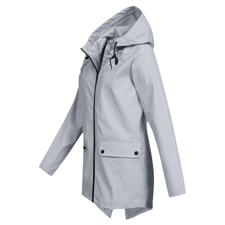 Women's Waterproof Mid-Length Jacket with Zipper