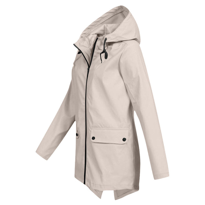 Women's Waterproof Mid-Length Jacket with Zipper