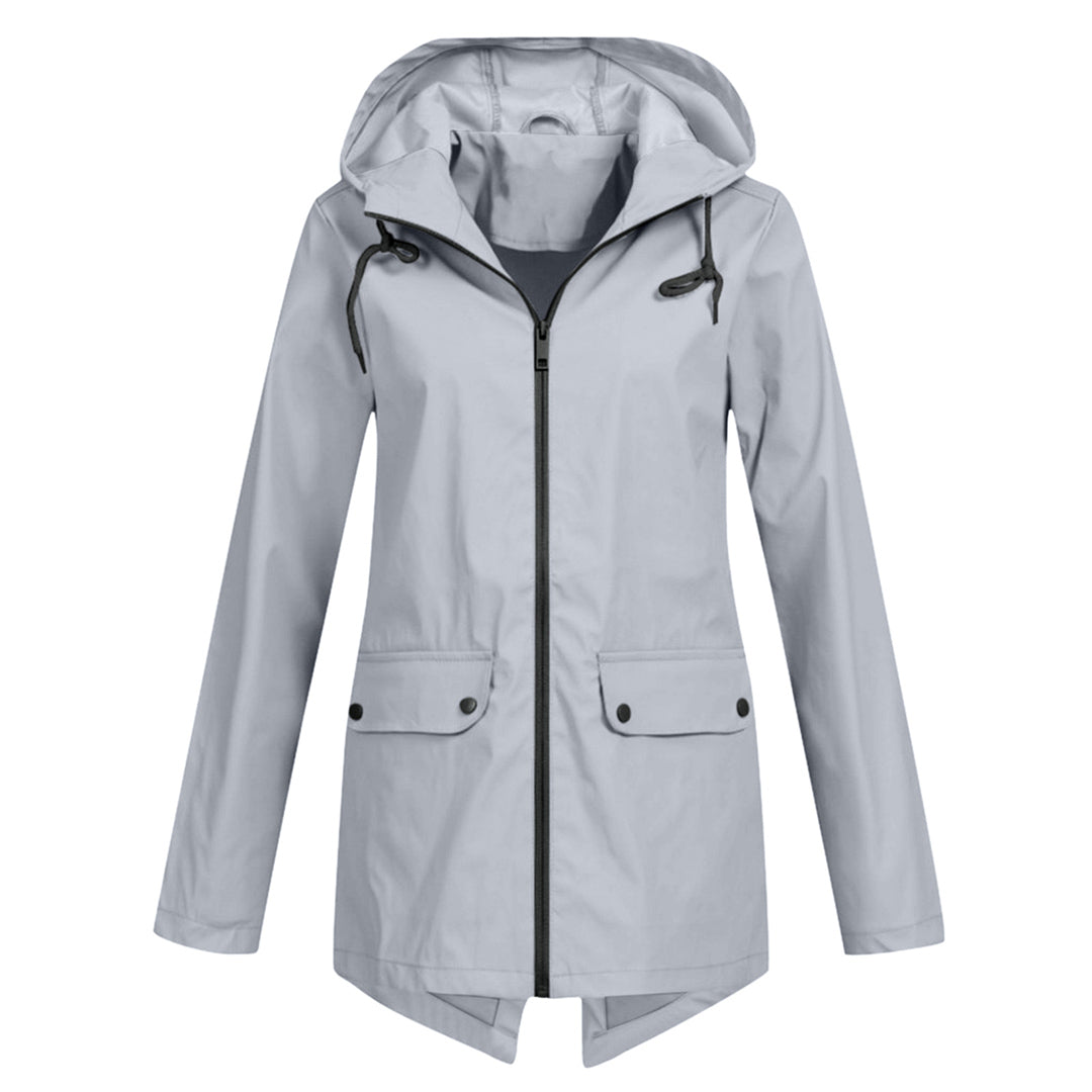 Women's Waterproof Mid-Length Jacket with Zipper