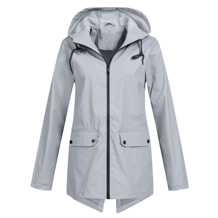 Women's Waterproof Mid-Length Jacket with Zipper
