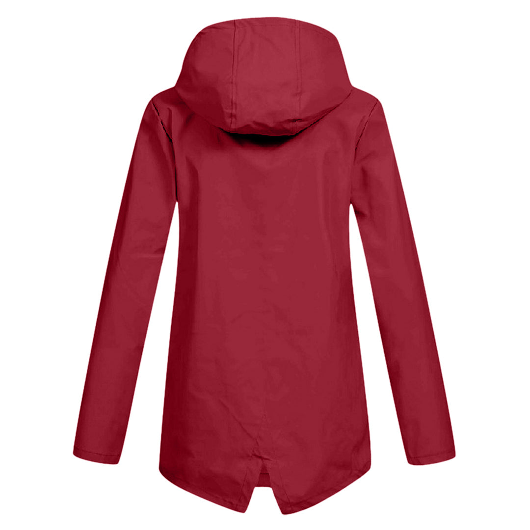 Women's Waterproof Mid-Length Jacket with Zipper