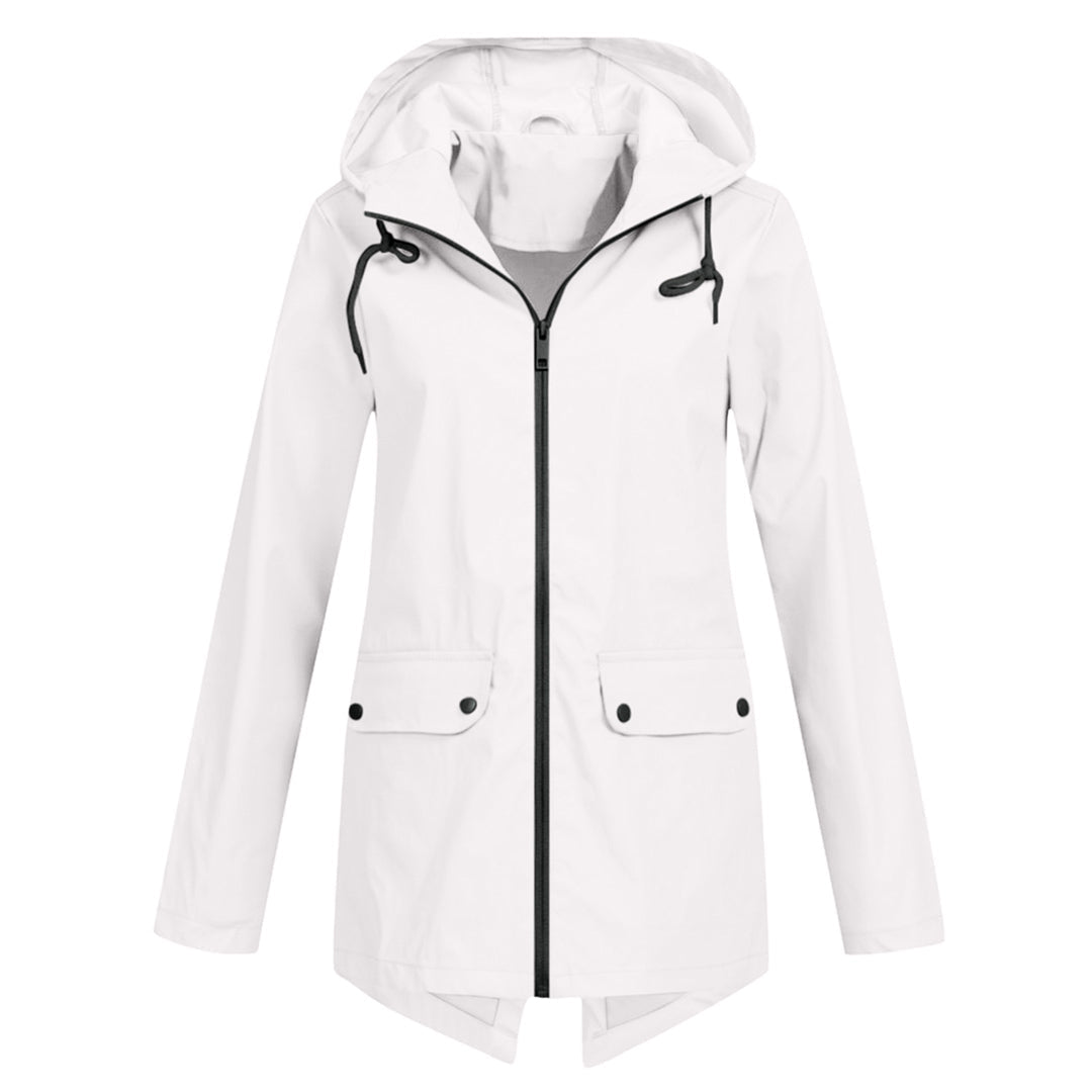 Women's Waterproof Mid-Length Jacket with Zipper