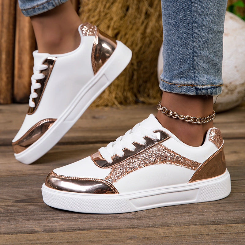 Women's Glitter Panel Platform Sneakers