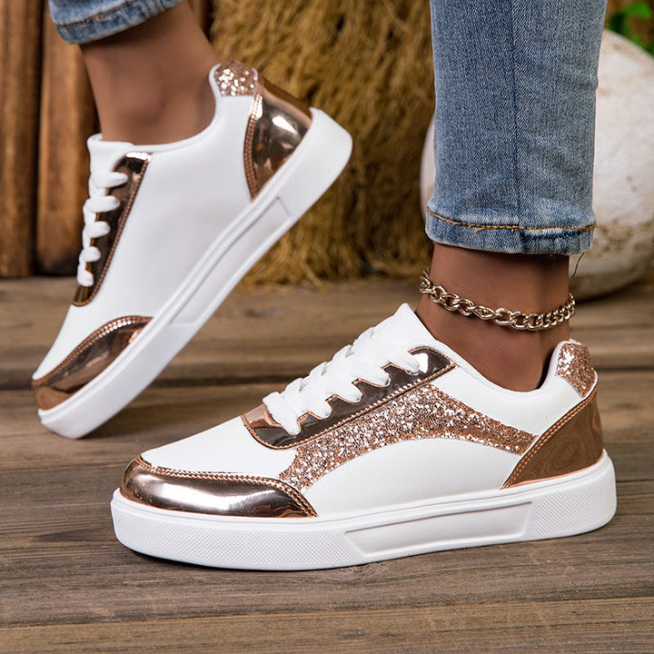 Women's Glitter Panel Platform Sneakers