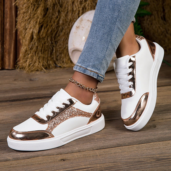 Women's Glitter Panel Platform Sneakers