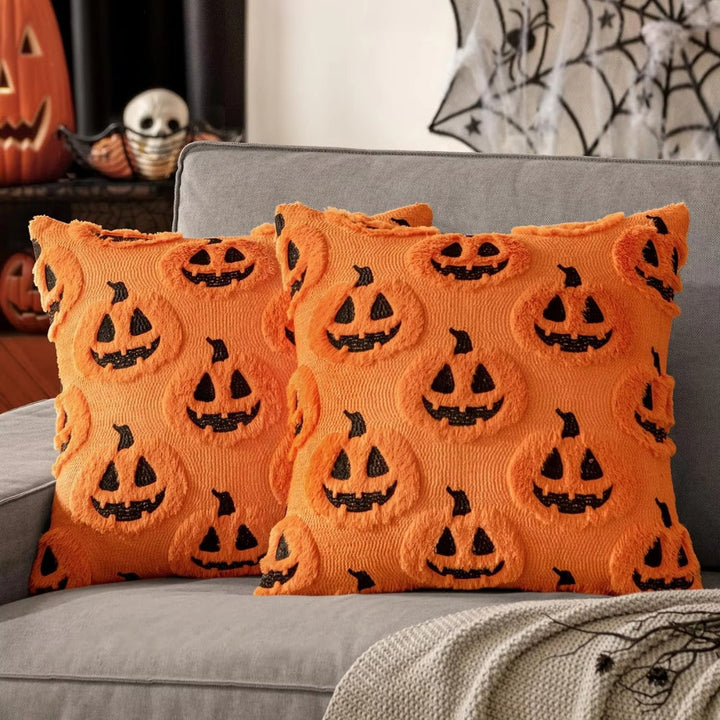 Halloween's Pumpkin Pattern Throw Pillow Cover with Soft Microfiber Fabric