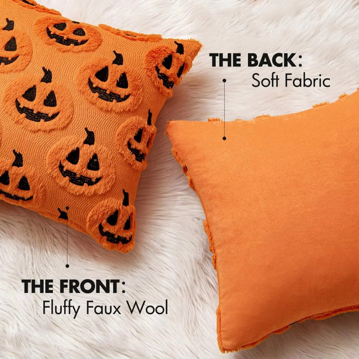Halloween's Pumpkin Pattern Throw Pillow Cover with Soft Microfiber Fabric
