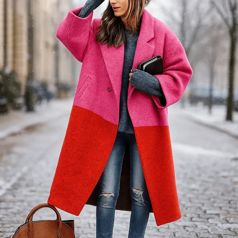 Women's Oversized Wide-Lapel Wool Coat