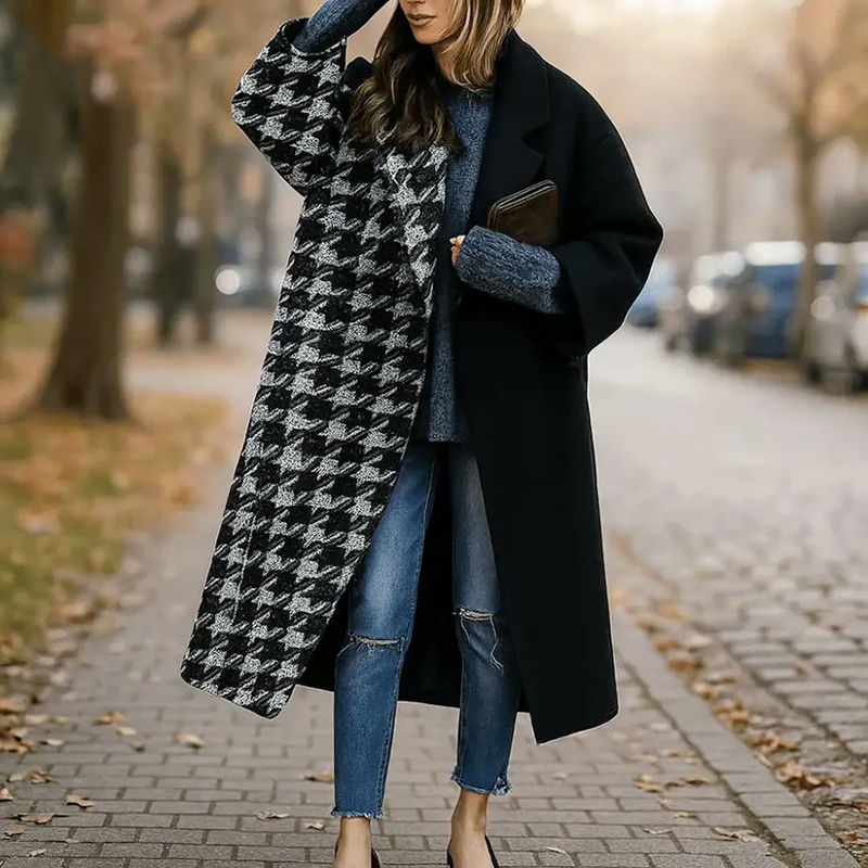 Women's Oversized Wide-Lapel Wool Coat