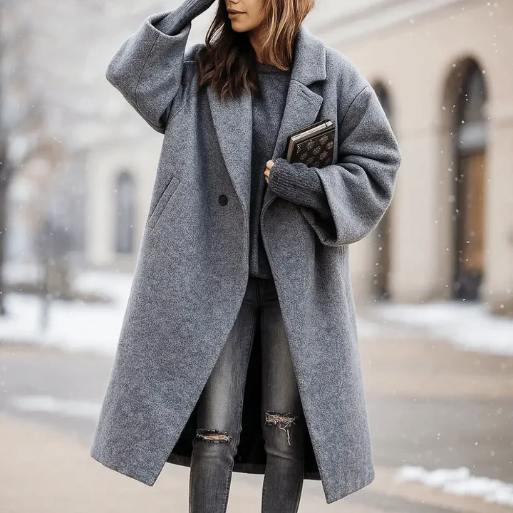 Women's Oversized Wide-Lapel Wool Coat