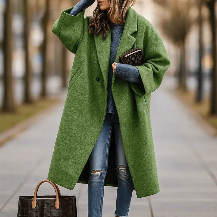 Women's Oversized Wide-Lapel Wool Coat