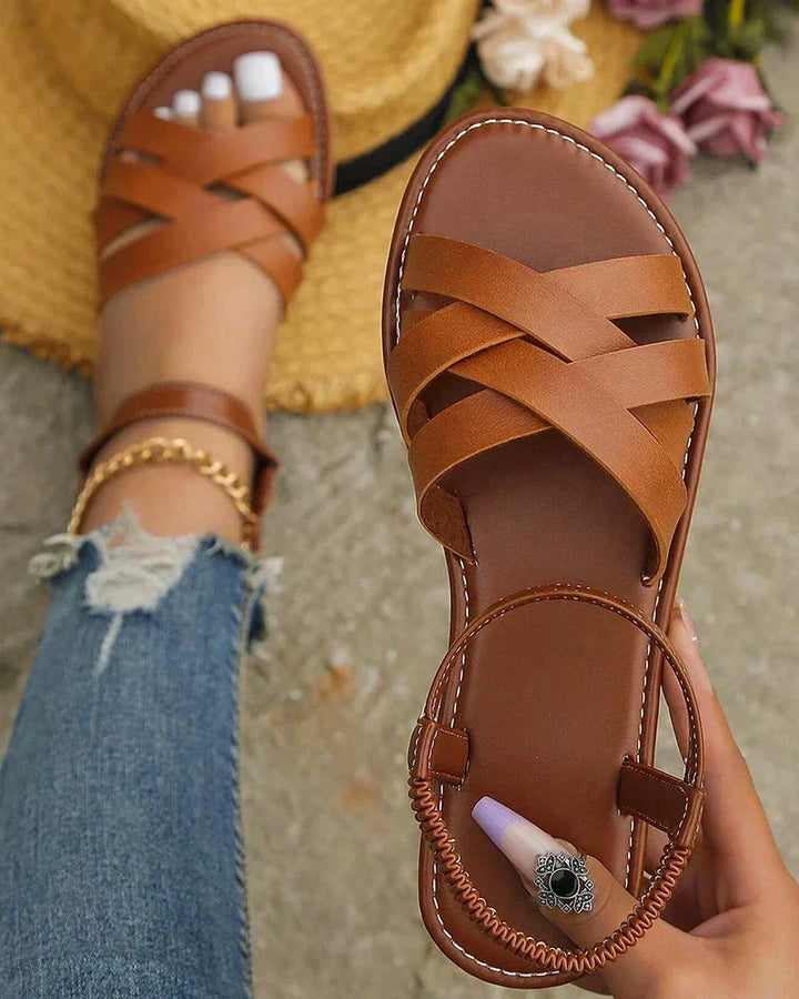 Madeline | Women's Flat Sandal with Crossover Straps