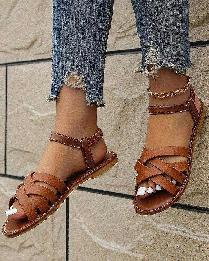Madeline | Women's Flat Sandal with Crossover Straps