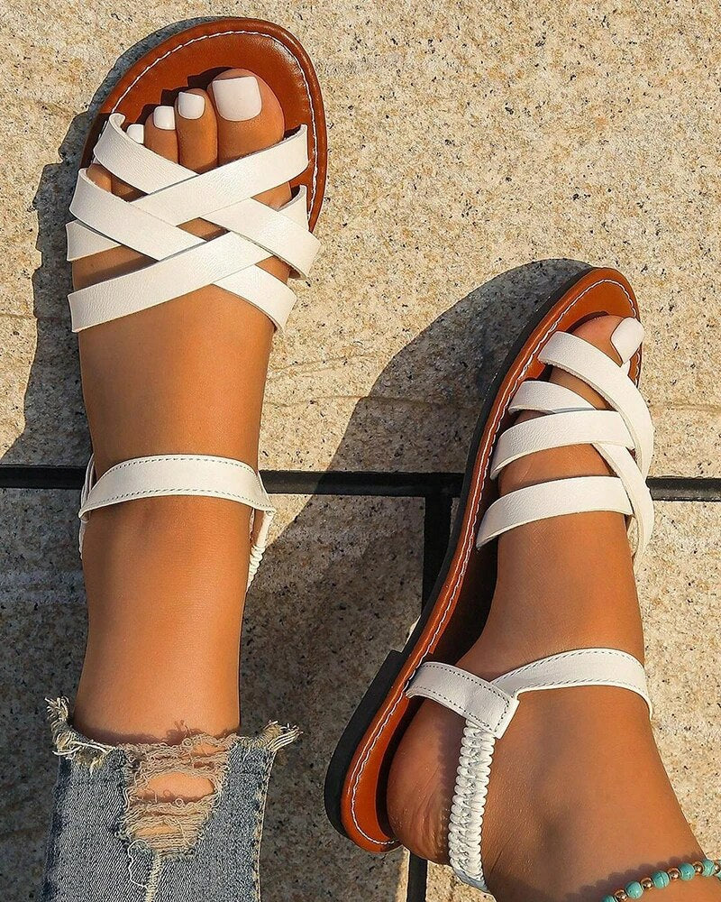 Madeline | Women's Flat Sandal with Crossover Straps