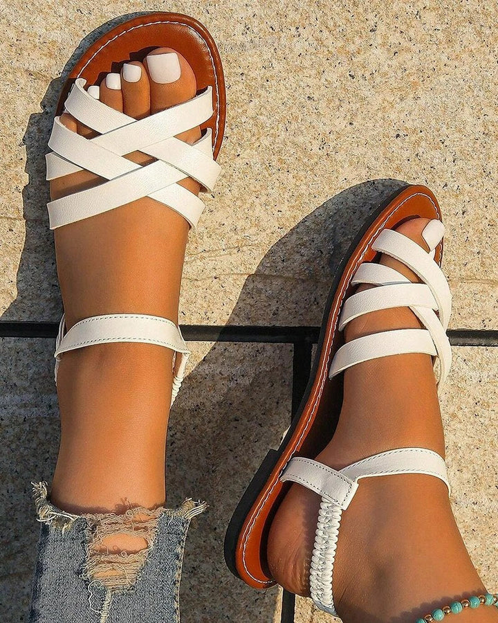 Madeline | Women's Flat Sandal with Crossover Straps