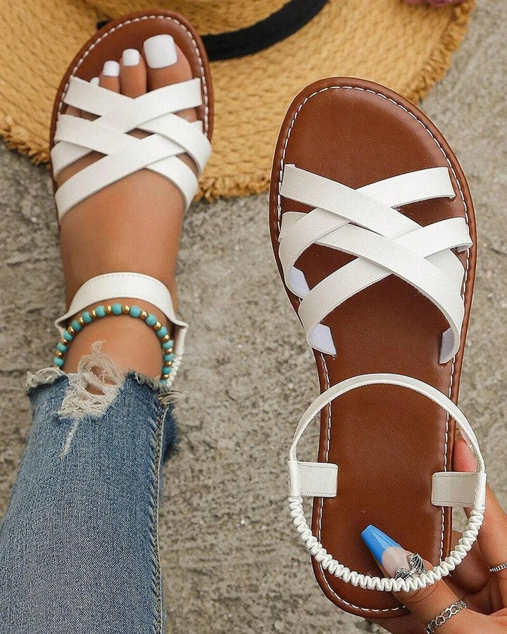 Madeline | Women's Flat Sandal with Crossover Straps