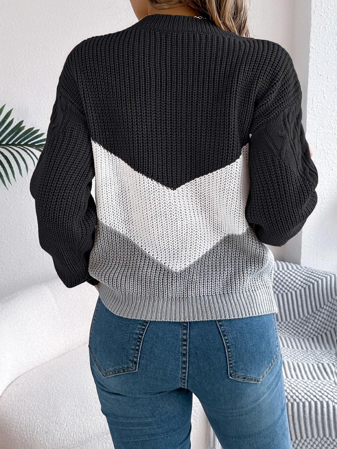 Women's Stylish Chevron Knit Sweater