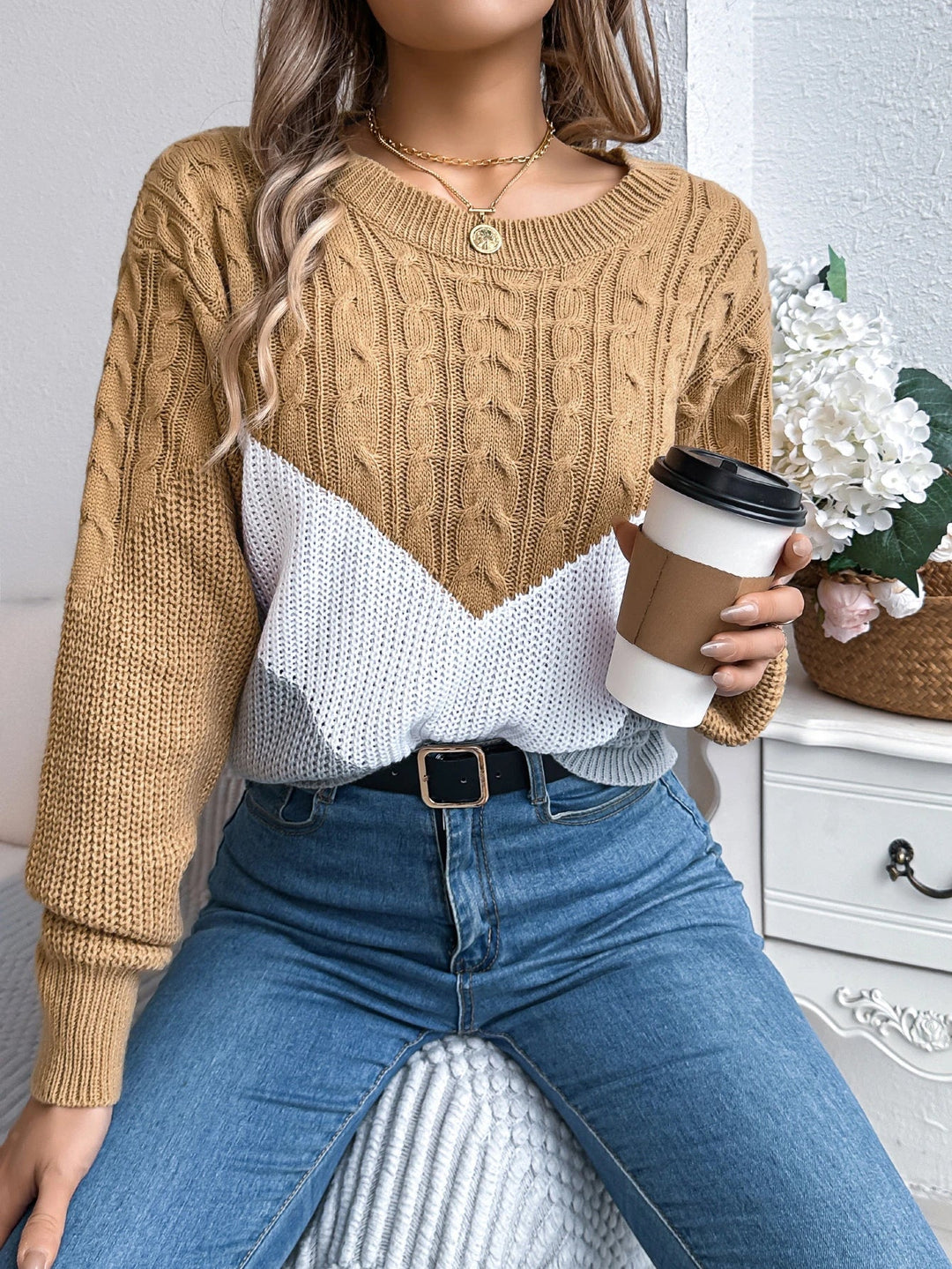 Women's Stylish Chevron Knit Sweater