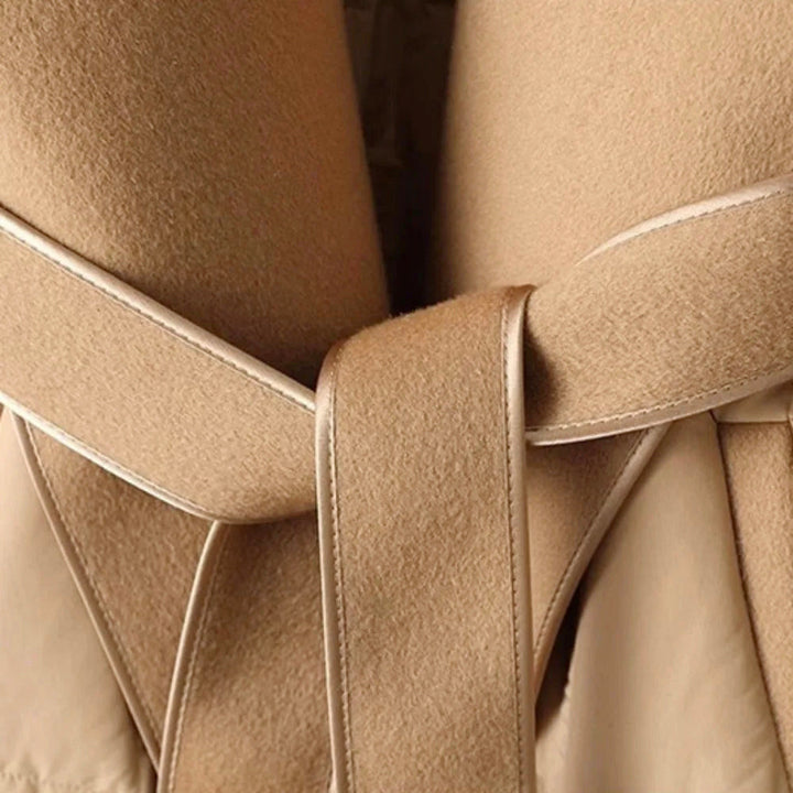 Women's Couture Shawl-Collar Belted Down Coat