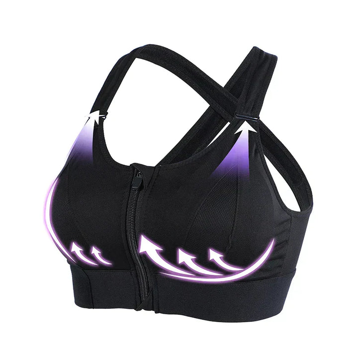 Front Zip Sports Bra | Women's Athletic Support Bra