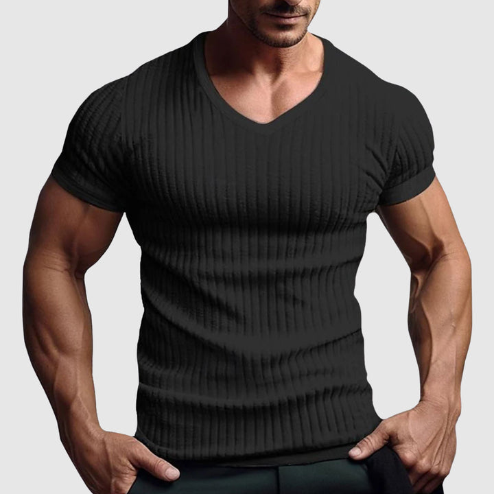 Gavin | Men's Striped V-Neck Tee Shirt