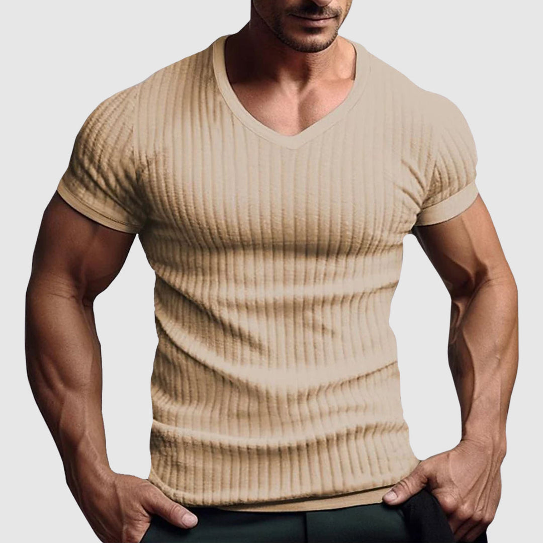 Gavin | Men's Striped V-Neck Tee Shirt