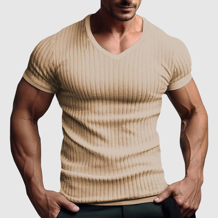 Gavin | Men's Striped V-Neck Tee Shirt