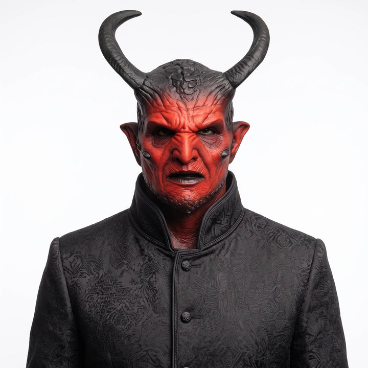 Halloween's Realistic Demon Mask with Horns for Cosplay and Parties