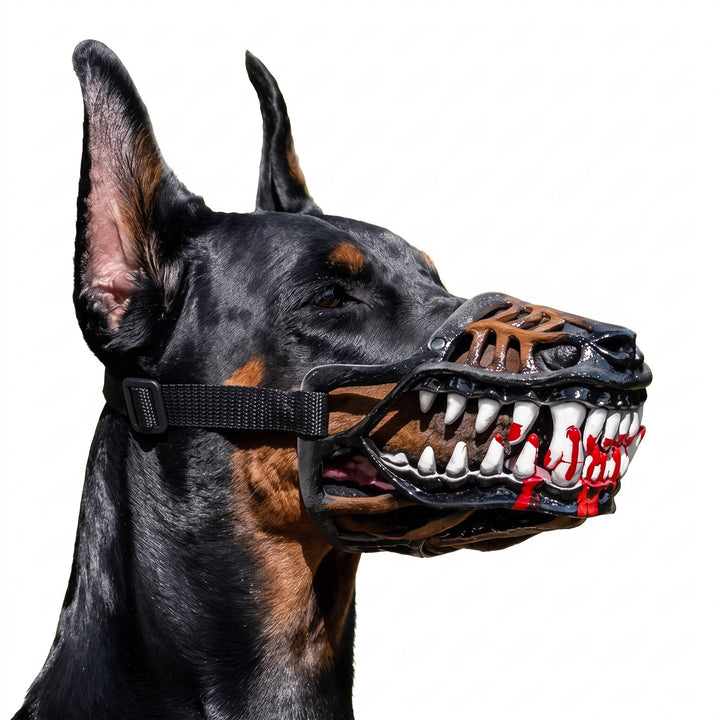 Halloween's Realistic Red Teeth Dog Muzzle with Breathable Anti-Bite Design