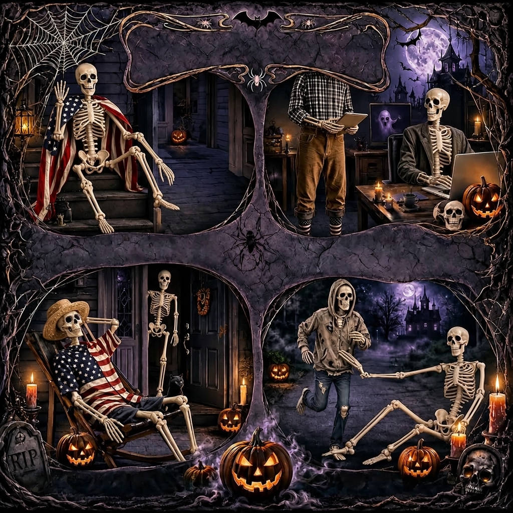 Halloween's 36 Inch Movable Joint Skeleton Decorations - 2 Pack