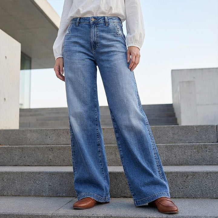 Women's Vintage-Inspired High-Waisted Wide-Leg Jeans