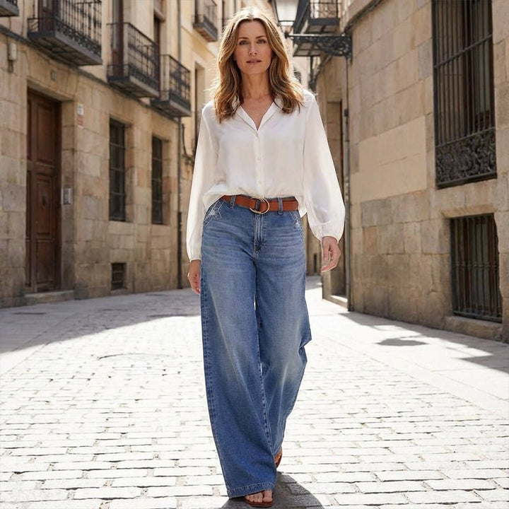 Women's Vintage-Inspired High-Waisted Wide-Leg Jeans