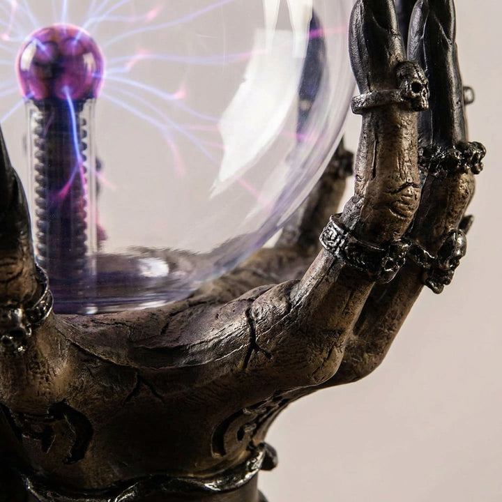 Halloween's Interactive Touch Globe Skeletal Hand Plasma Lamp