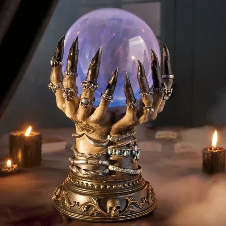 Halloween's Interactive Touch Globe Skeletal Hand Plasma Lamp