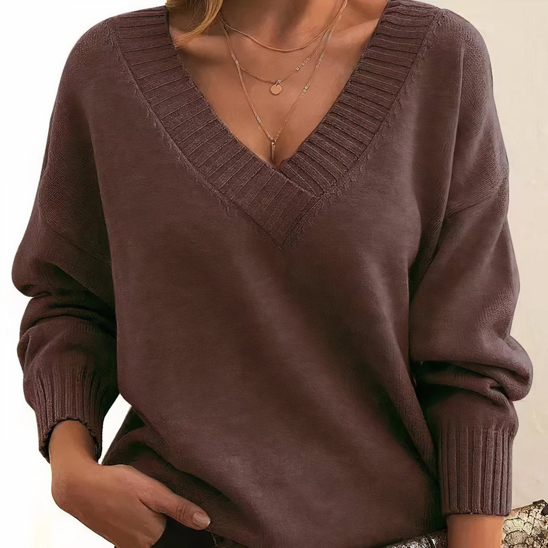 Women's V-Neck Cashmere Blend Knit Sweater