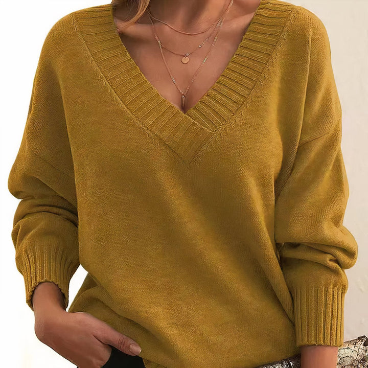 Women's V-Neck Cashmere Blend Knit Sweater