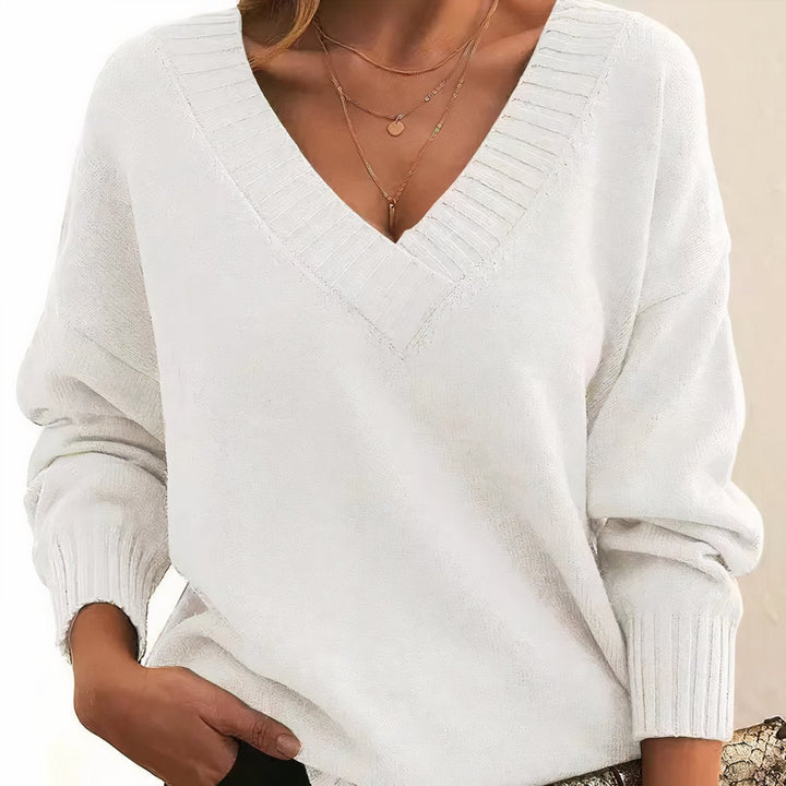 Women's V-Neck Cashmere Blend Knit Sweater