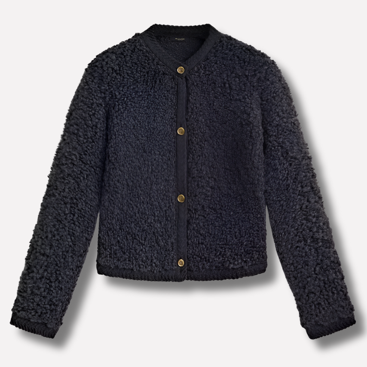 Women's Soft Button Cardigan with Textured Design