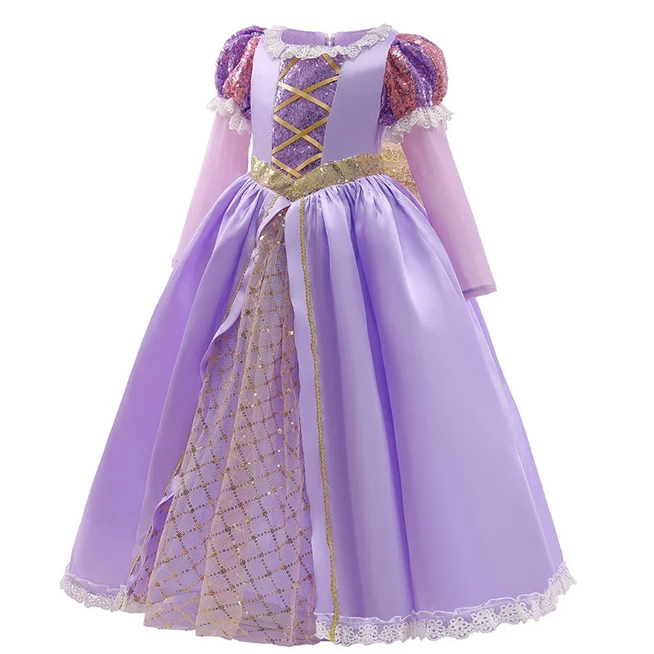 Halloween's Girls Puff Sleeve Ball Gown Dress with Applique Detail