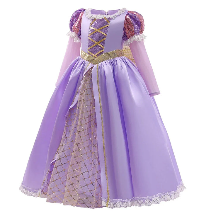 Halloween's Girls Puff Sleeve Ball Gown Dress with Applique Detail