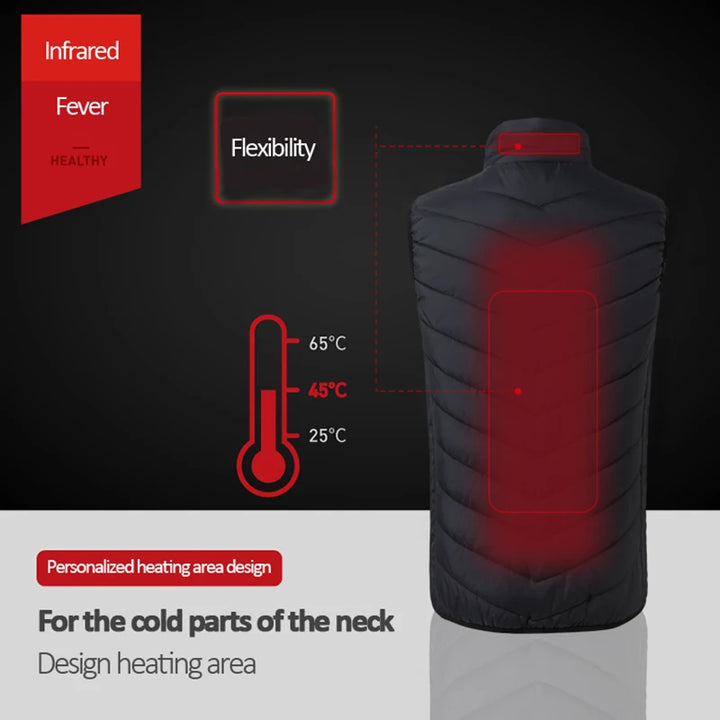 Men's USB Infrared Heated Vest with 17 Heating Zones for Winter Sports