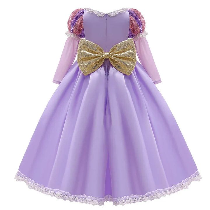 Halloween's Girls Puff Sleeve Ball Gown Dress with Applique Detail