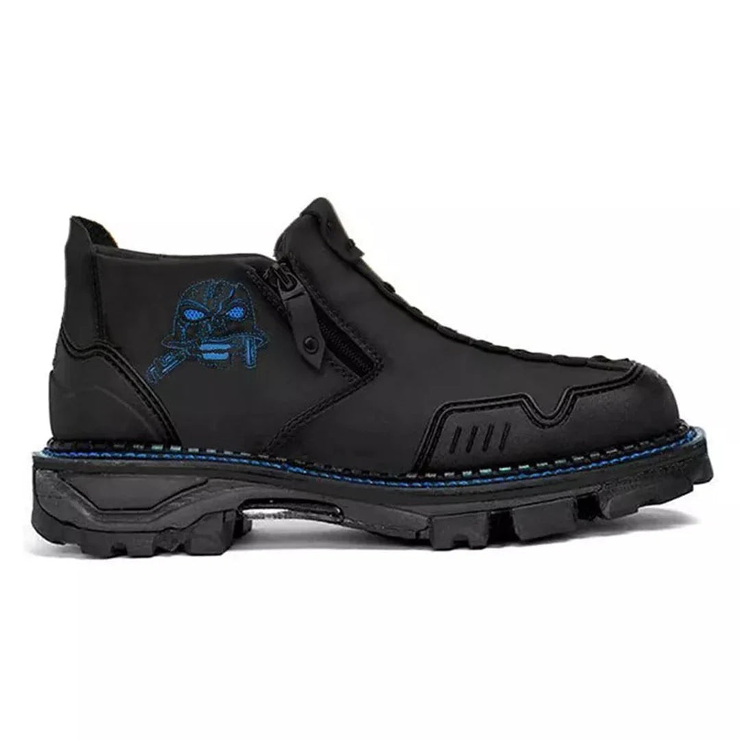 Men's Ankle Boots with Skull Design - Bold Style and Comfort