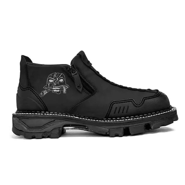 Men's Ankle Boots with Skull Design - Bold Style and Comfort