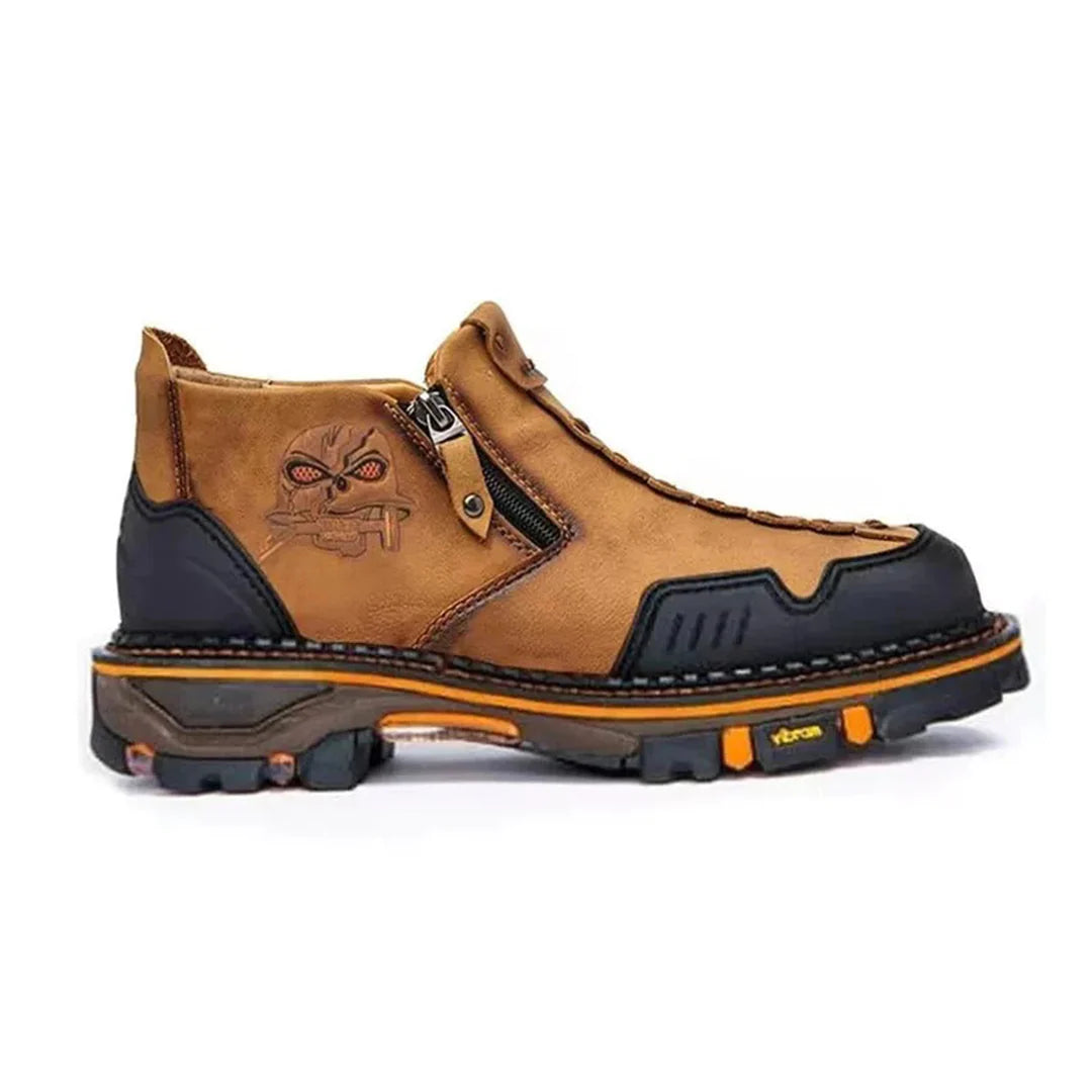 Men's Ankle Boots with Skull Design - Bold Style and Comfort
