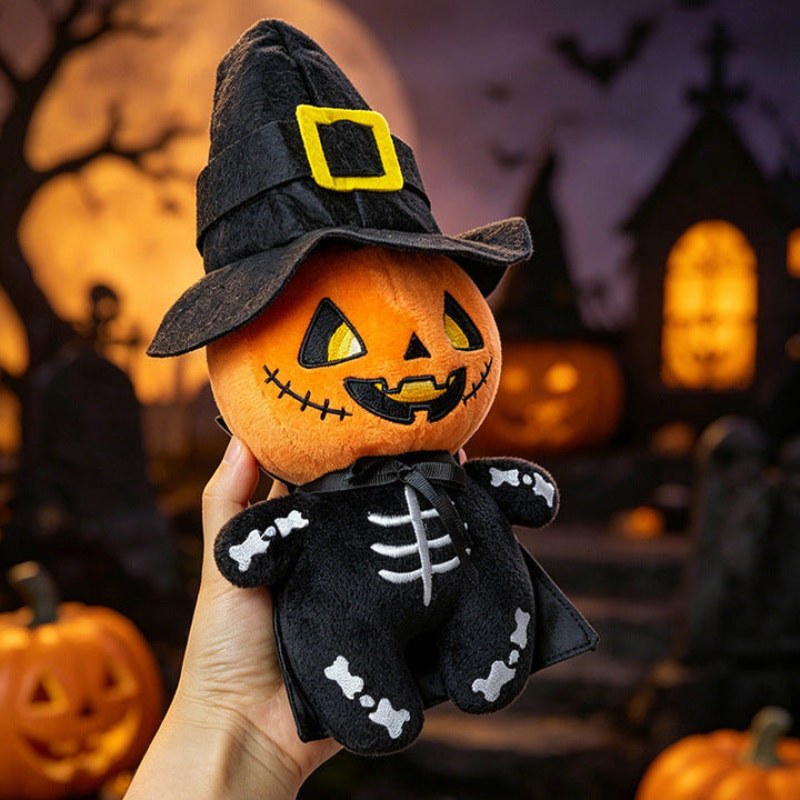 Halloween's Soft Plush Characters with Embroidered Faces & Designs