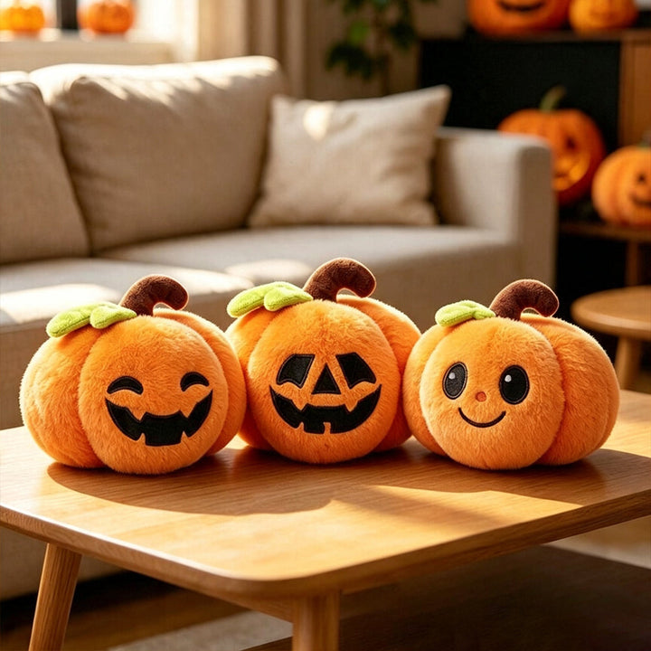 Halloween's Soft Plush Characters with Embroidered Faces & Designs