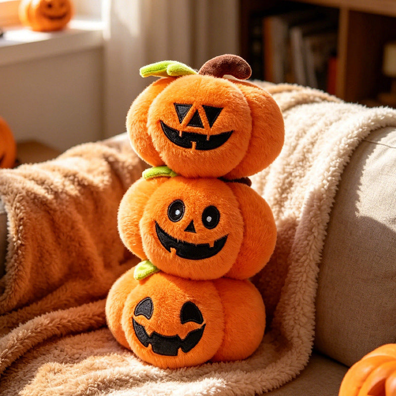 Halloween's Soft Plush Characters with Embroidered Faces & Designs