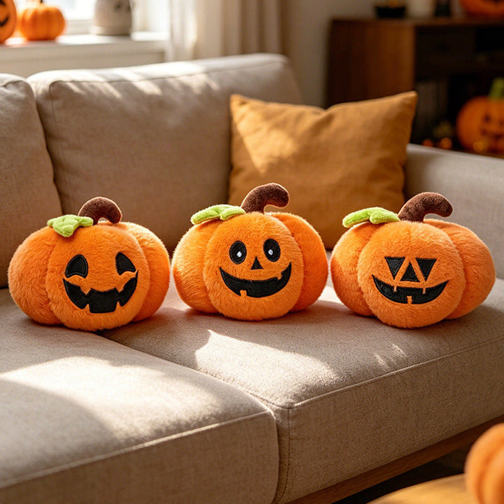 Halloween's Soft Plush Characters with Embroidered Faces & Designs